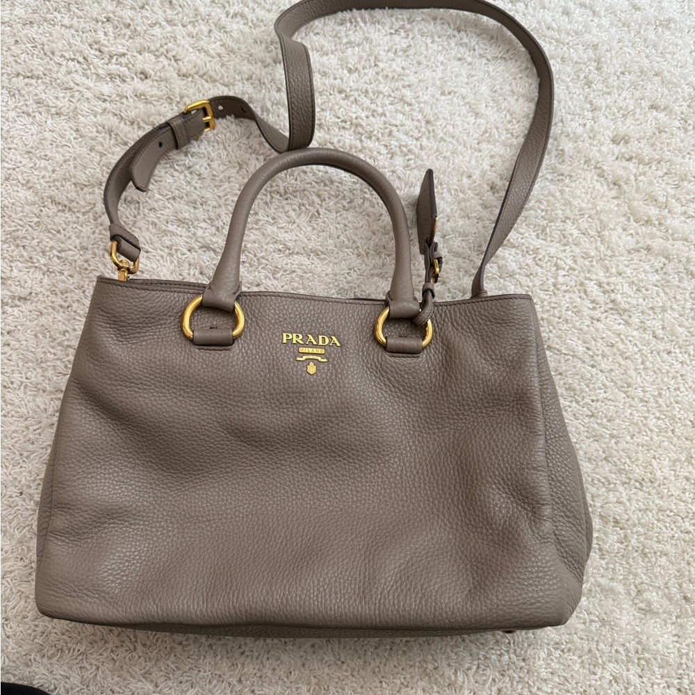 Prada Gray Leather Satchel